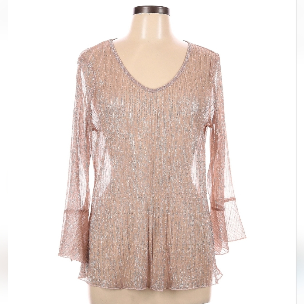 Adiva Sheer Top Metallic Champagne Pink, L